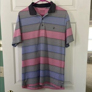 Striped Polo Shirt - Pink, Blue, and Black